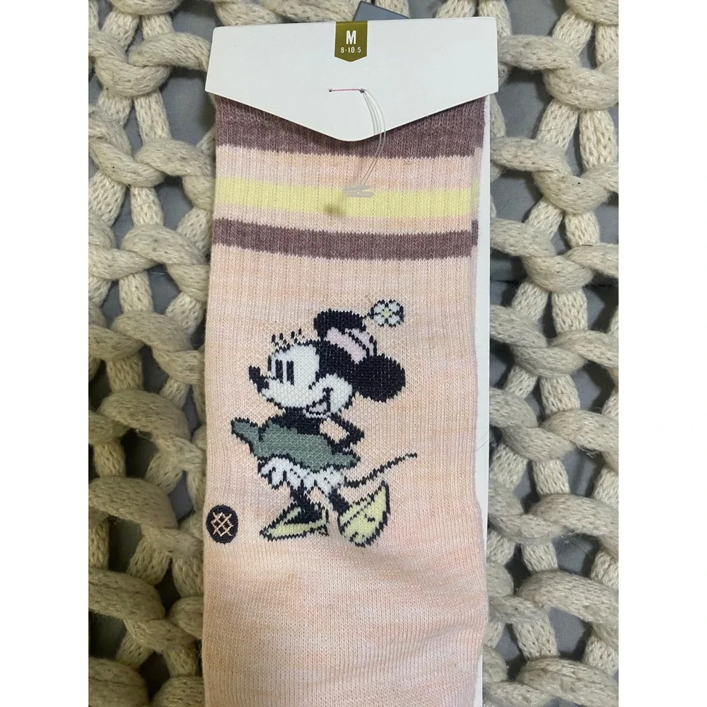 Stance Disney Vintage Minnie Mouse Crew Socks Womens Size M Pink Nostalgia New